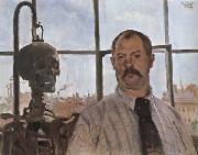 Lovis Corinth Self-Portrait with Skeleton oil on canvas